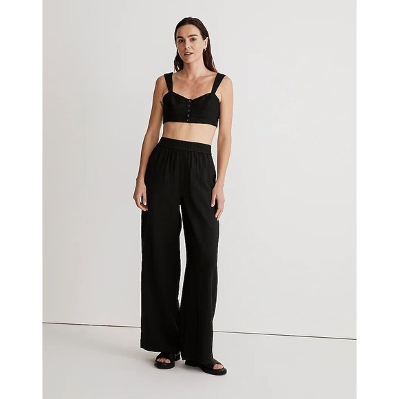 Madewell Pants - Madewell The Tall Carley Wide-Leg Pant in Softdrape Size XL Tall True Black New